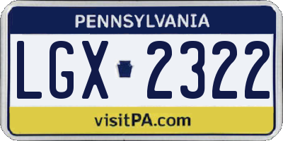 PA license plate LGX2322