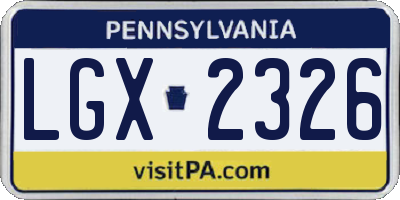 PA license plate LGX2326