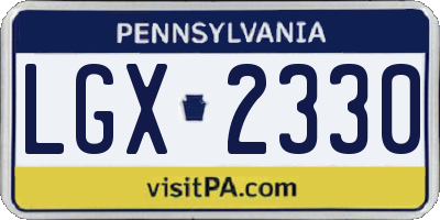 PA license plate LGX2330