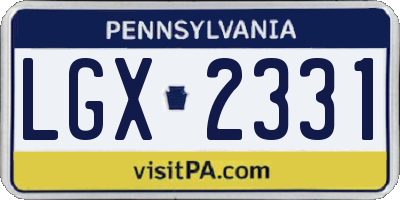 PA license plate LGX2331