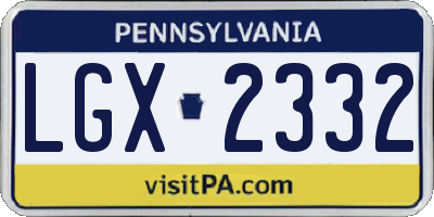 PA license plate LGX2332