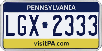 PA license plate LGX2333