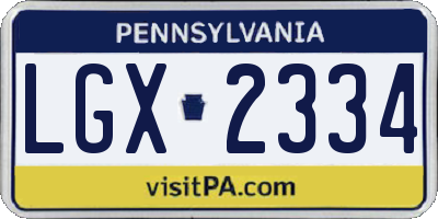 PA license plate LGX2334