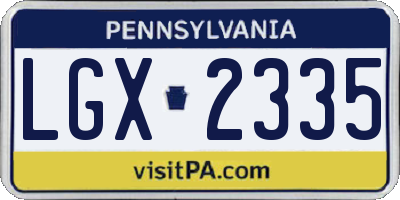 PA license plate LGX2335