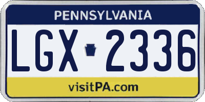 PA license plate LGX2336