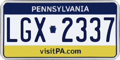 PA license plate LGX2337