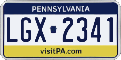 PA license plate LGX2341