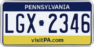 PA license plate LGX2346