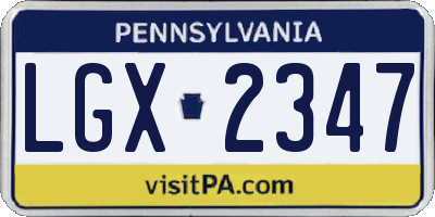 PA license plate LGX2347