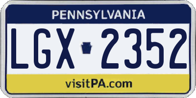 PA license plate LGX2352
