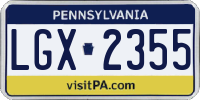 PA license plate LGX2355