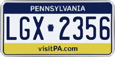 PA license plate LGX2356