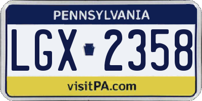 PA license plate LGX2358