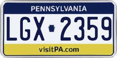 PA license plate LGX2359