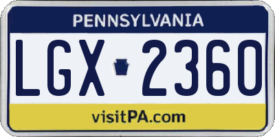 PA license plate LGX2360