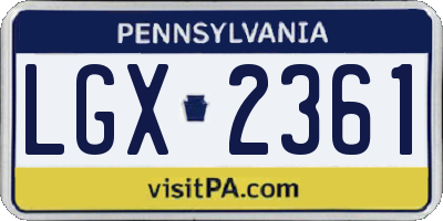 PA license plate LGX2361