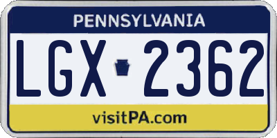 PA license plate LGX2362