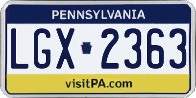 PA license plate LGX2363