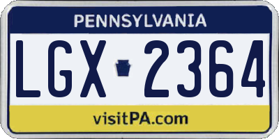 PA license plate LGX2364