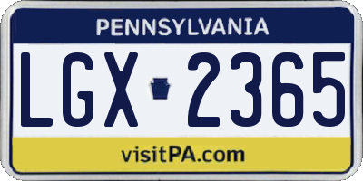 PA license plate LGX2365