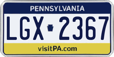 PA license plate LGX2367