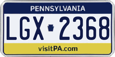 PA license plate LGX2368
