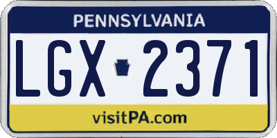 PA license plate LGX2371