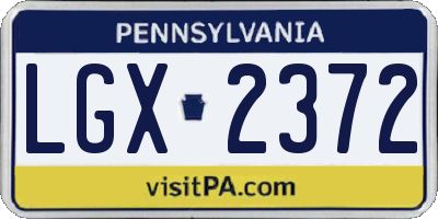 PA license plate LGX2372