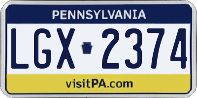 PA license plate LGX2374