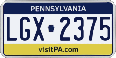 PA license plate LGX2375