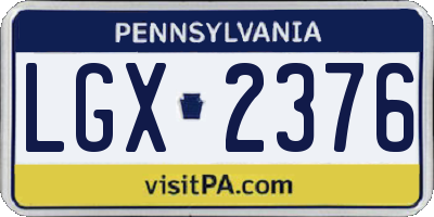 PA license plate LGX2376