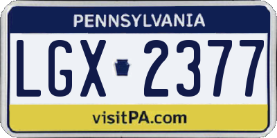 PA license plate LGX2377