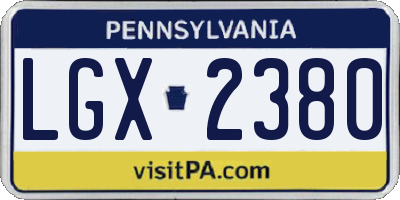 PA license plate LGX2380
