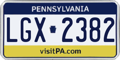 PA license plate LGX2382