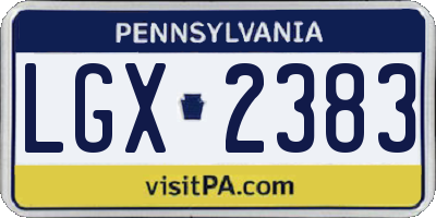 PA license plate LGX2383