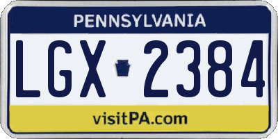 PA license plate LGX2384