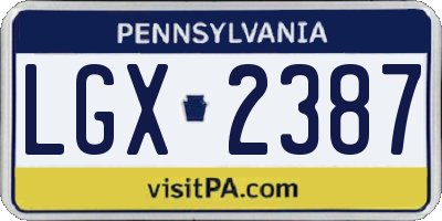 PA license plate LGX2387