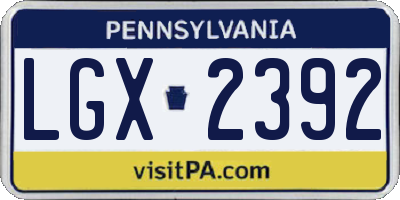 PA license plate LGX2392