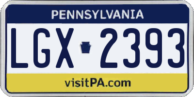 PA license plate LGX2393