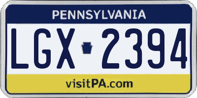 PA license plate LGX2394