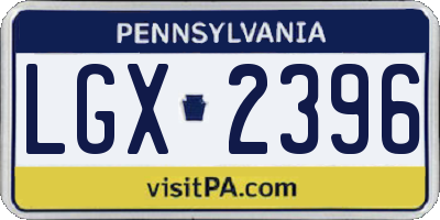 PA license plate LGX2396