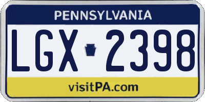 PA license plate LGX2398
