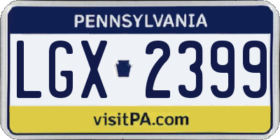 PA license plate LGX2399
