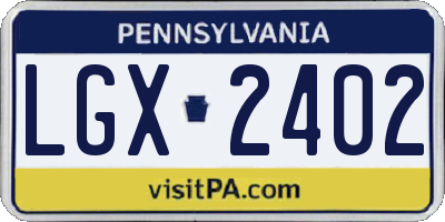 PA license plate LGX2402
