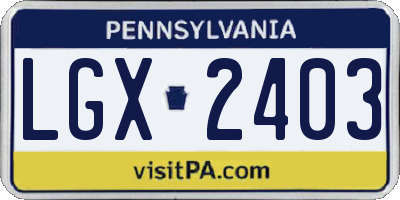 PA license plate LGX2403