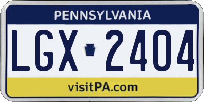 PA license plate LGX2404