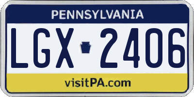 PA license plate LGX2406