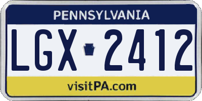 PA license plate LGX2412