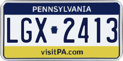 PA license plate LGX2413