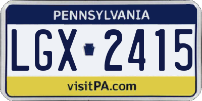 PA license plate LGX2415